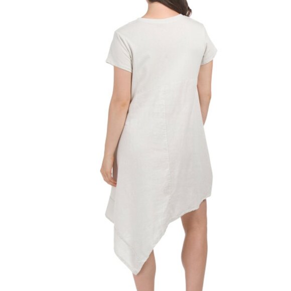 🔥 Closet Sale! Made in Italy Linen Blend Knit Mini Dress Beige - Picture 2 of 4